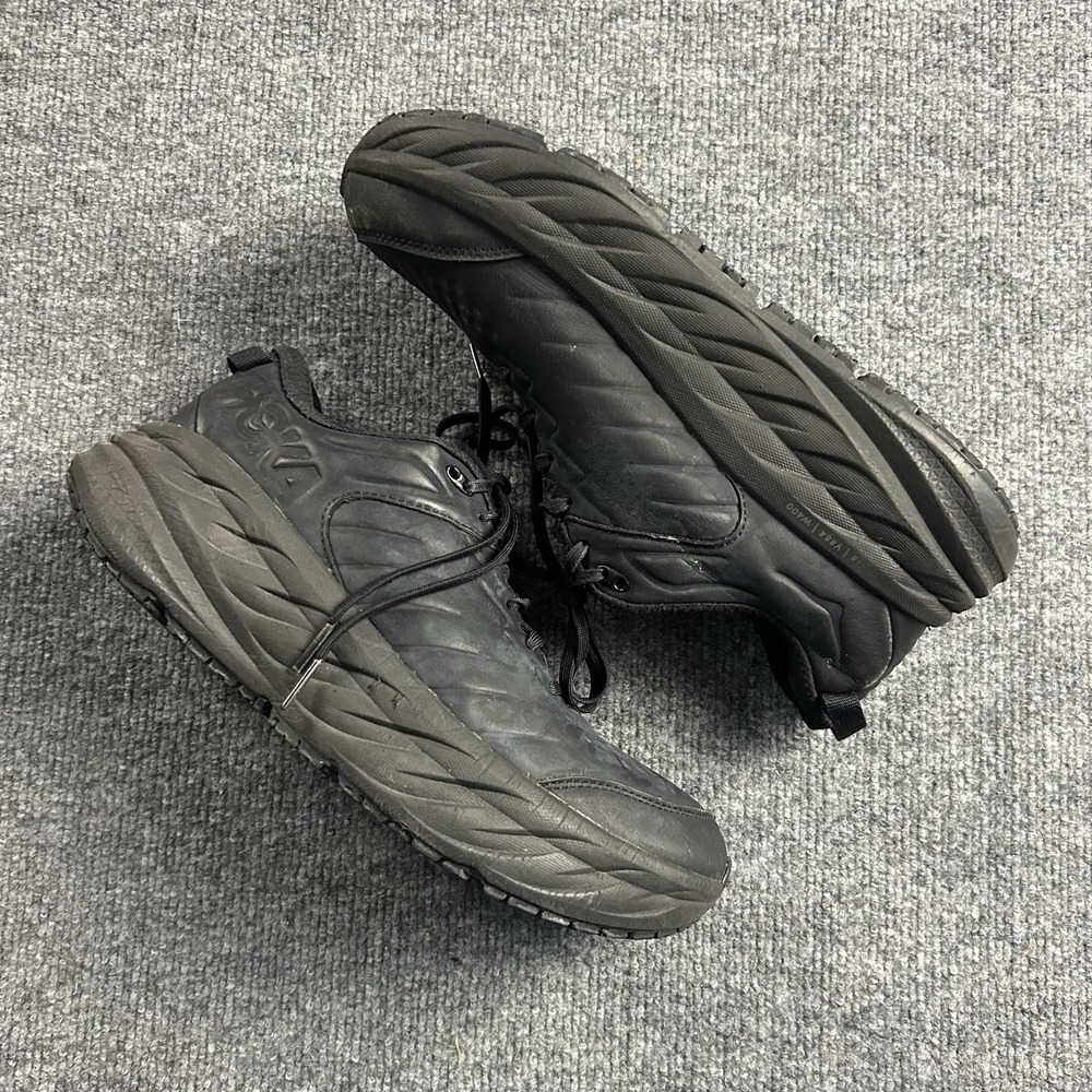 Hoka One One Bondi SR Shoes Mens Size 10.5 Black Leather Slip Resistant Work